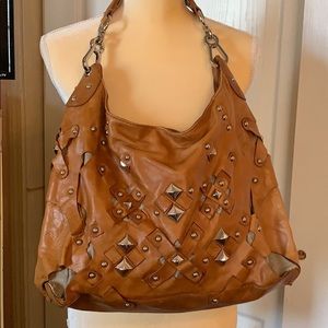 RAFE tan leather bag with silver studs